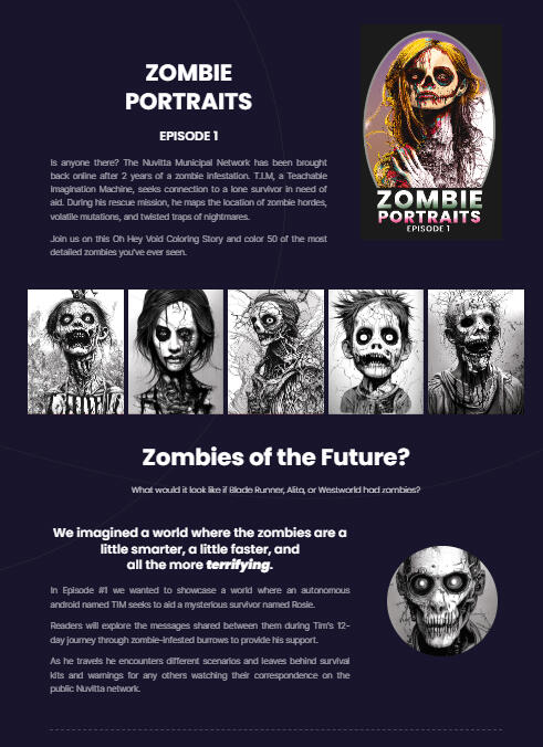 OhHeyVoid.com - Zombie Coloring Book Landing Page
